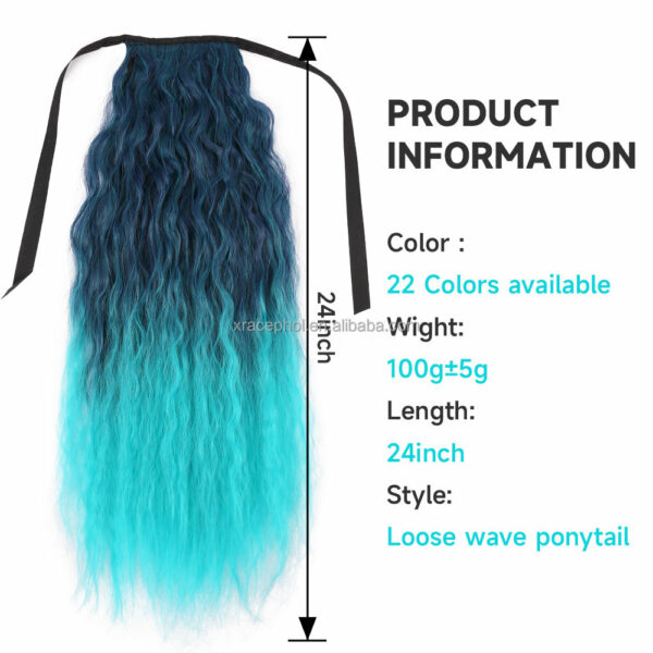 Wholesale Synthetic Pony Tail Headpiece Extensions with Long Curly Synthetic Fluffy Corn Wavy Hair Piece Girls' Drawstring Ponytail - Image 4