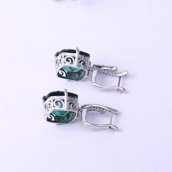 Women's Solid 925 Sterling Silver Jewelry - Classic Green Nano Emerald Drop Earrings - Hot Selling - Image 4