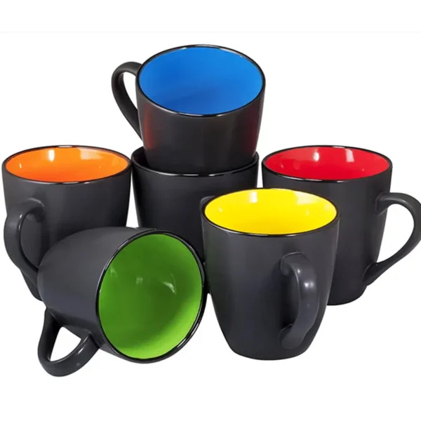 Elegant black porcelain mug with handle that is sublimated for a holiday celebration. - Image 3