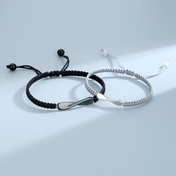 Black Gray Infinite String Woven Braided Bracelet for Charm Couple Friendship, Lucky Jewelry for Men and Women - Image 4