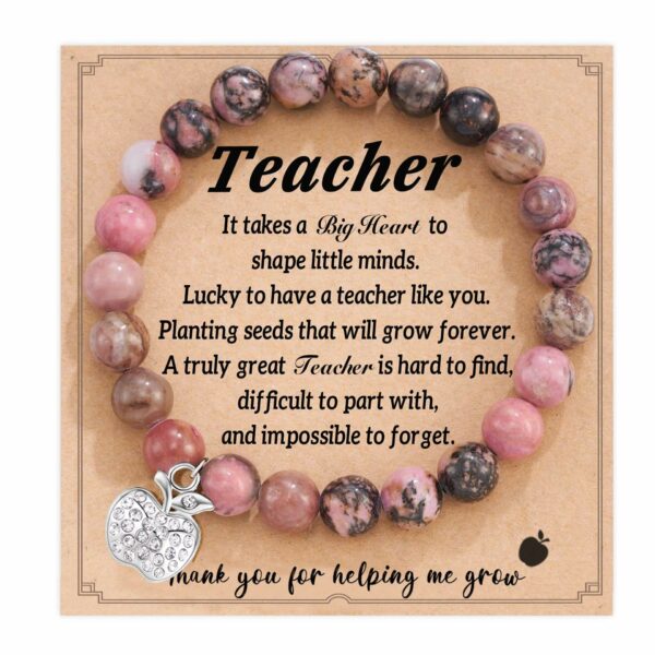 Teacher's Day Present: Customized Natural Stone Graduation Season Gift with Card in a Beaded Bracelet Design for Teachers Accepted - Image 4