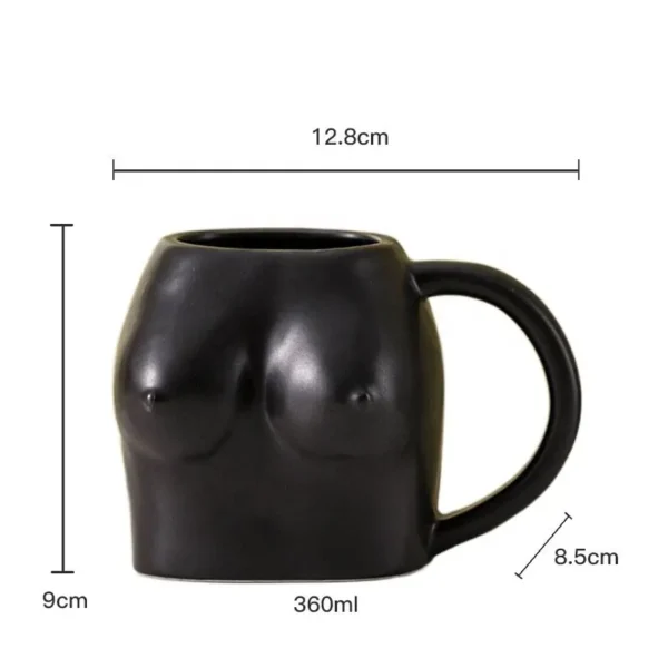 Three-dimensional hilarious coffee cup, porcelain tumbler with handle, 360ml ceramic boob cups, white, smart, one-piece, cute, and funny. - Image 7