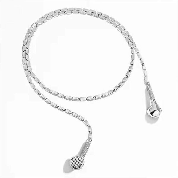 Women's new trend titanium steel light luxury niche design necklace hanging ornaments with earphone sweater chains - Image 3