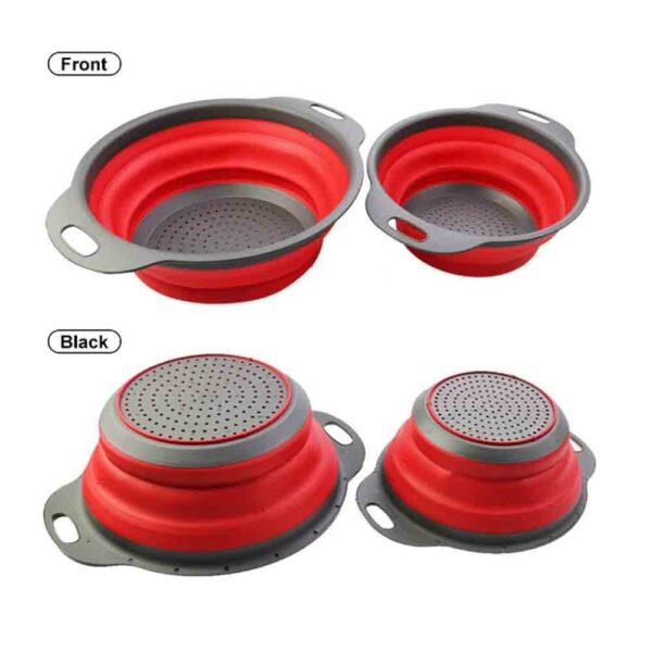 Foldable Silicone Kitchen Strainer Washing Bowl Fruit and Vegetable Drain Basket with Foldable Strainer Silicone Washing Basket