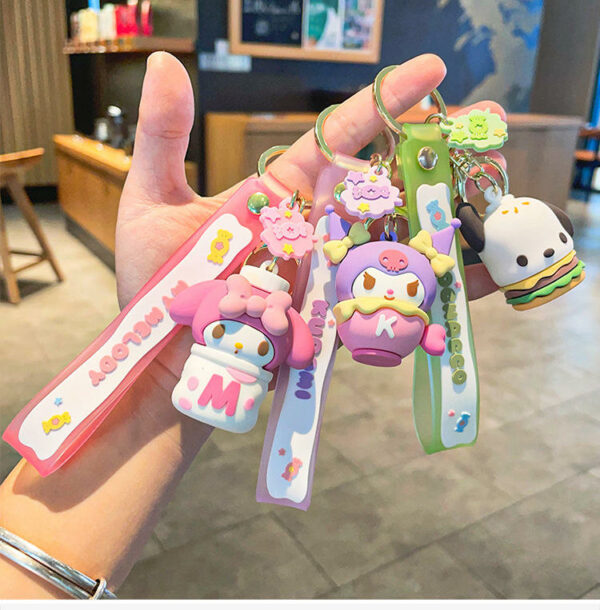 Creates Gifts with Cute Decoration 3D KT Cat Character Souvenir Anime Figure PVC Rubber Keychain Key ring