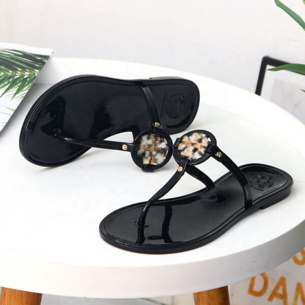 Summer Beach Style PVC Casual T-strap Jelly Shoes for Women TB Flip Flops Sandals - Image 4