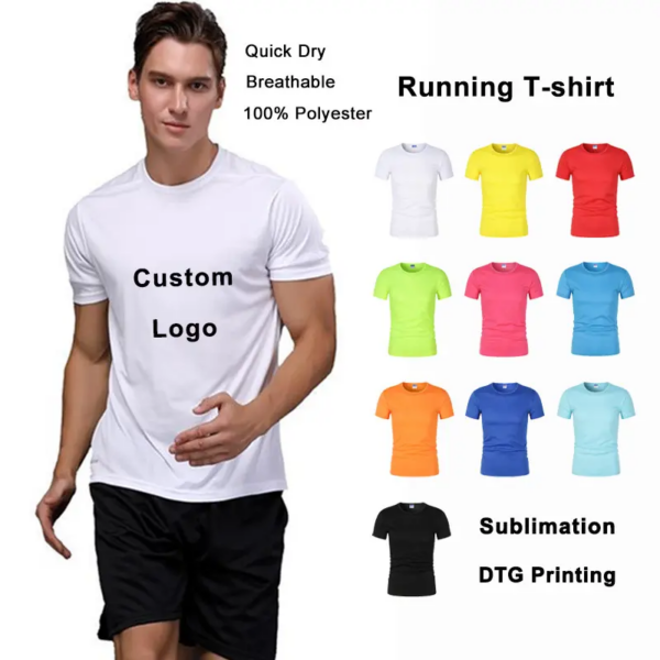 Custom Printed Polo Shirt, Wholesale Plain Quick Dry Blank Sports T-shirt, 100% Polyester Short Sleeve Running T-shirt - Image 4