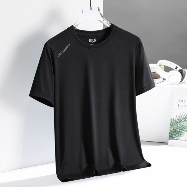 Men's Slim Fit, Casual, Solid Pattern T-Shirt with Reflective Strips that Dries Fast Polyamide Stretch Material with Personalized Logo