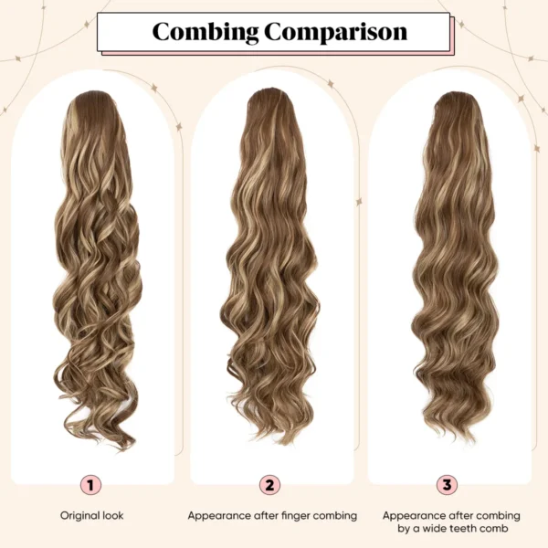 Premium Synthetic Natural Wavy Hair Extension for Women in a Long Curly Wavy Drawstring Ponytail with an Invisible Comb at Wholesale Prices - Image 4