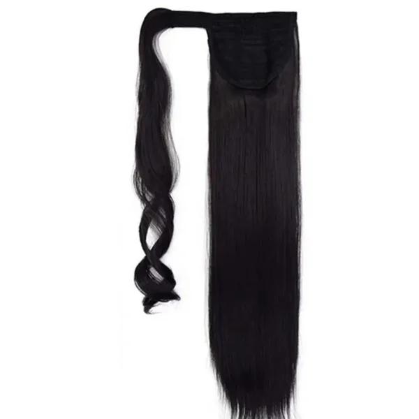 Long, tangle-free synthetic ponytail extensions made of heat-resistant synthetic fiber are available. - Image 4