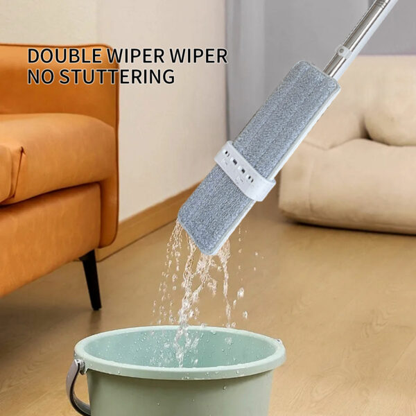 New Microfiber Wet and Dry 360-degree Flat Mop Two mop cloths made of microfibre fabric for cleaning floors in the home. - Image 4