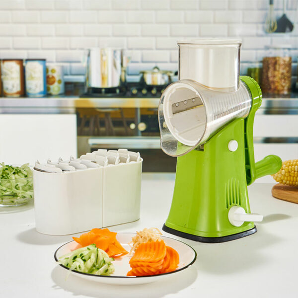 Cheese Shredder: Hand Crank Potato Nut Cucumber Drum Grater with Easy to Clean Rotating Round Vegetable Slicer