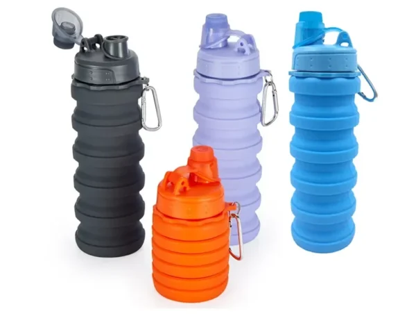 Environmental bottle made of silicone Squeeze flexible free product sample with logo; heated, silicone sports bottle that is environmentally friendly.