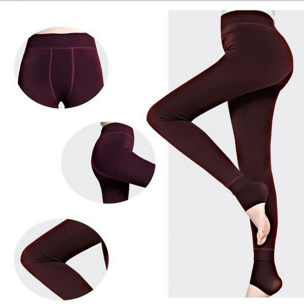 Warm Women's Plus Velvet Ankle-Length Winter Leggings Warm Solid Large Waist Women's Leggings with a High Waist - Image 4