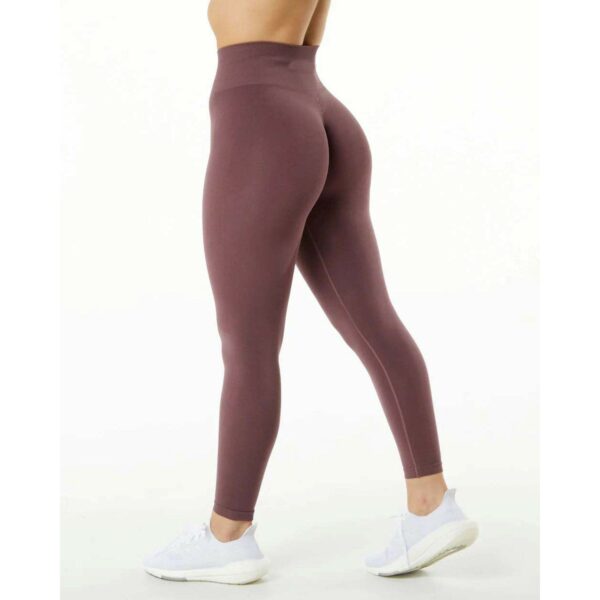 Women's Tapered Casual Style High Waisted Seamless Stretch Legging composed of 38% polyester, 11% elastane, and 51% polyamide. - Image 5