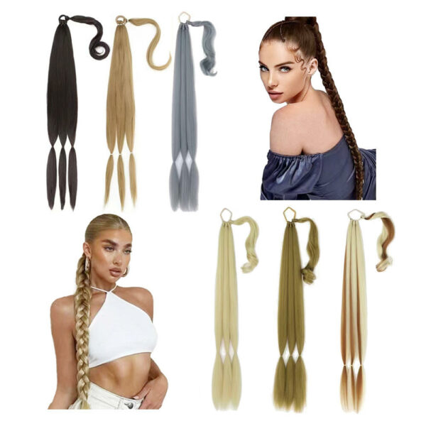 Wholesale 22-inch Synthetic Bun Pony Tails Hairpiece Clip Claw Hair Ponytail Extension for Women with Wavy Curls - Image 3