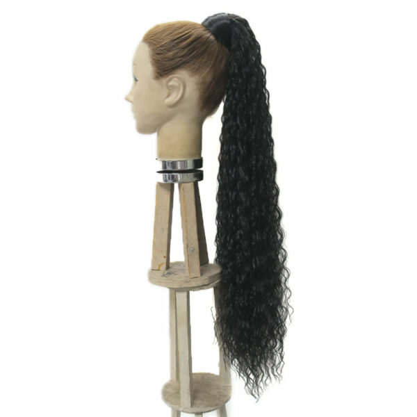 New Arrivals Synthetic Wrap Around Ponytail Flower Black Women's Afro Deep Wave Clip Hair Extensions in Long Size - Image 7