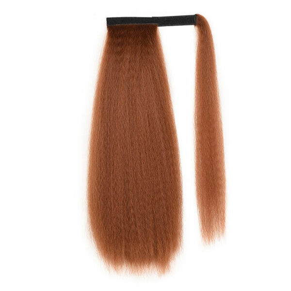 Long Corn Wave Kinky Afro Yaki Wavy Straight Ponytails with Synthetic Fiber Wrap Around Hairpieces - Image 4