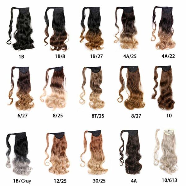 Popular style, simple to wear, wide range of colors Faux fiber hair, ombre silk curl, wraparound magic paste ponytail, synthetic wraparound - Image 3