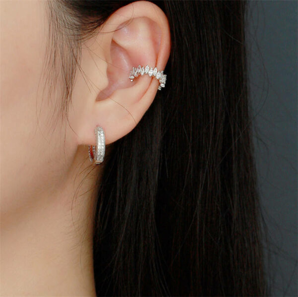 S925 Sterling Silver Zircon Cuff Earrings, Luxurious Fine Earrings without Pierces - Image 5