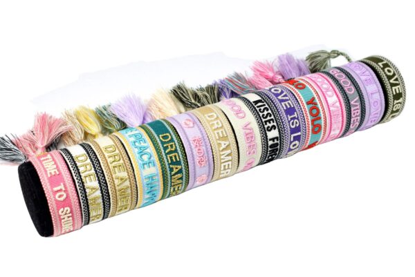 Customized bracelet with 3D words for the logo, bohemian bracelet with tassel embroidery on letters - Image 4