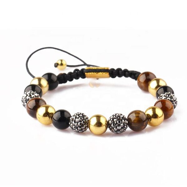 Fashion Handmade bracelet Natural 8mm Tiger Eye Stone Beads Adjustable Macrame Beaded Bracelet for men - Image 4