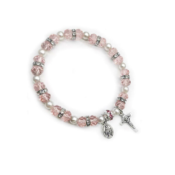 Women's Stretch Rosary Bracelet with Beads, Miraculous Medal, and Crucifix on Sale - Image 4