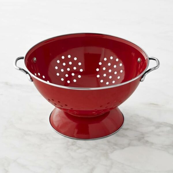 Fruit, vegetable, and rice sieve colander with a home basics set in a factory-supplied stainless steel basin. Profound Colander - Image 5