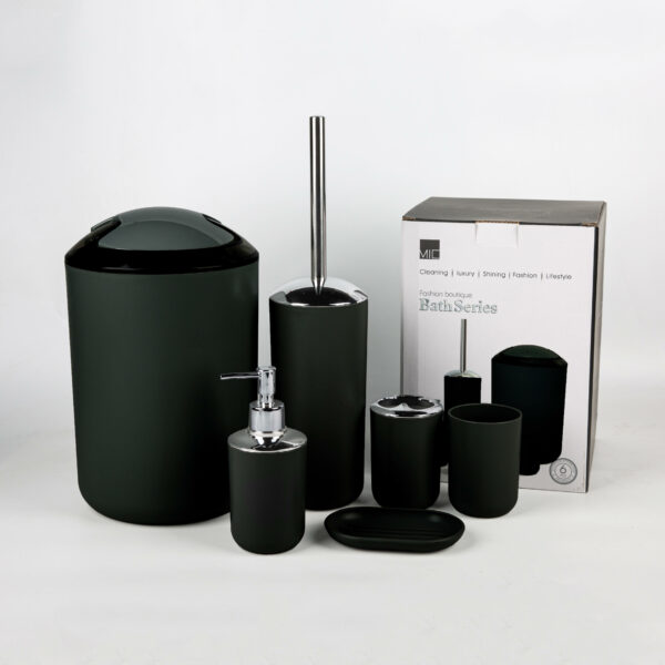 environmentally friendly goods Black plastic bathroom sets with contemporary luxury accessories - Image 4