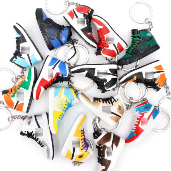 Wholesale accessories 3D printed pvc sneaker keychain with box, little shoe keychain, aj mold keychain - Image 2