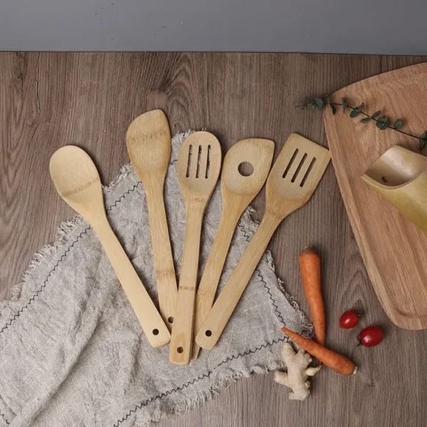 Cooking sets made of natural, healthy organic bamboo Bamboo Cutlery Without Polymers, Petrochemicals, and Varnishes - Image 4