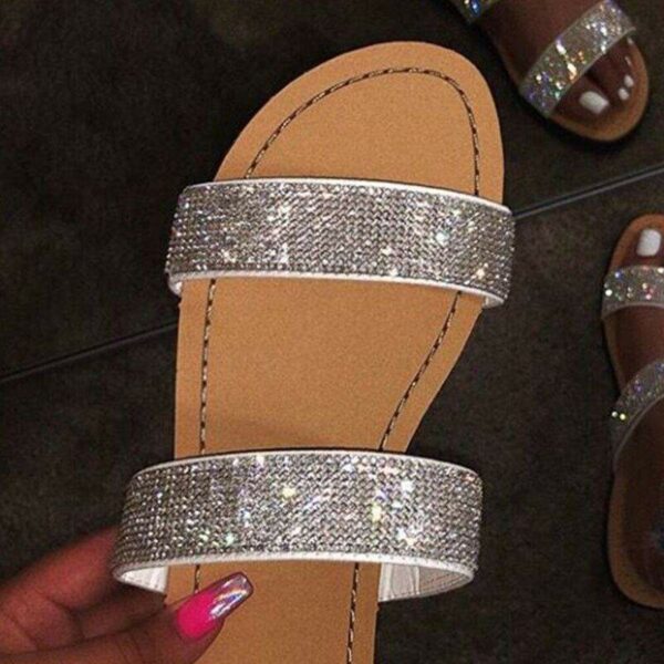 Women's Summer Sandals  Ladies Flat Sandals with Sparkles, Jelly Shoes for Fashion, Plus Size Beach Sandals for Women - Image 5