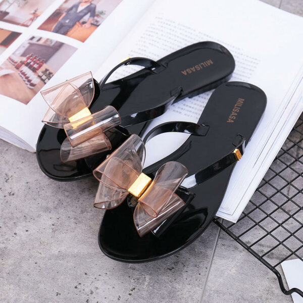 Women's Summer Sandales Femme, Hot PVC Black Flat Slippers, Jelly Shoes, Women's Sandals - Image 4