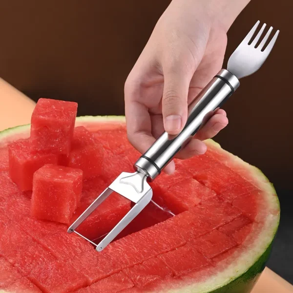 Hot  summer multipurpose 2 in 1 watermelon fruit knife, stainless steel fork, and watermelon cutter are new products. - Image 4