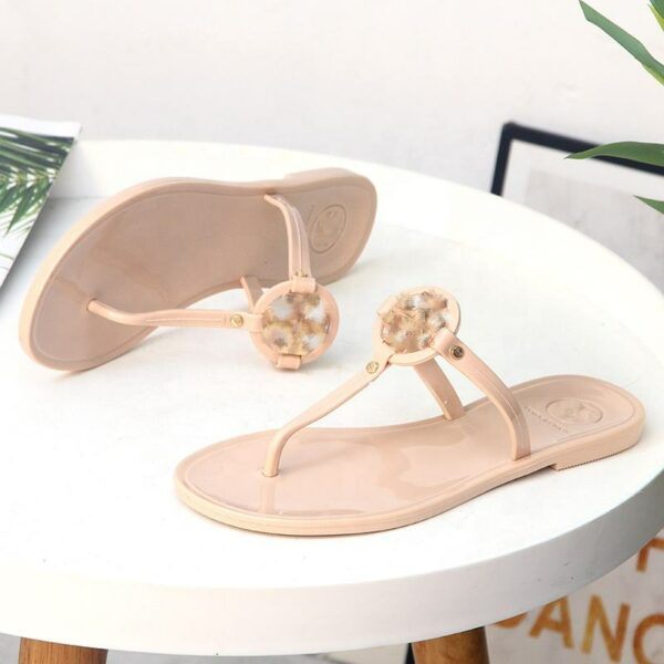 Summer Beach Style PVC Casual T-strap Jelly Shoes for Women TB Flip Flops Sandals - Image 5