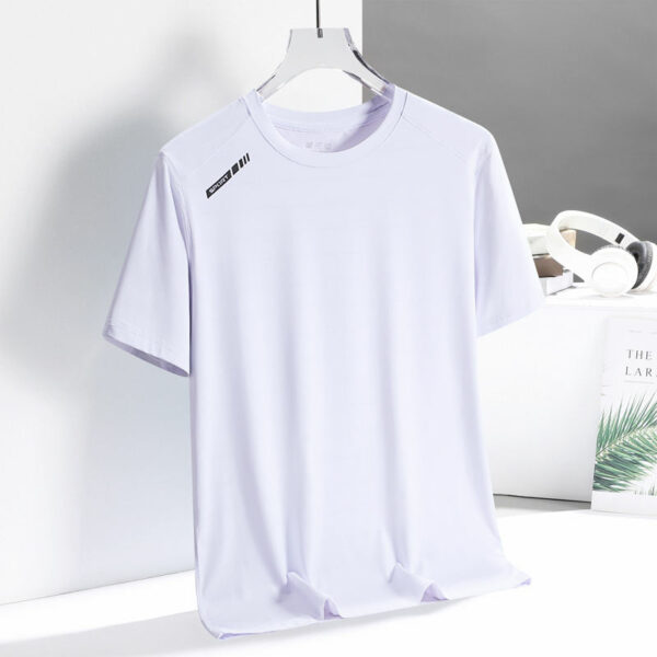 Men's Slim Fit, Casual, Solid Pattern T-Shirt with Reflective Strips that Dries Fast Polyamide Stretch Material with Personalized Logo - Image 6