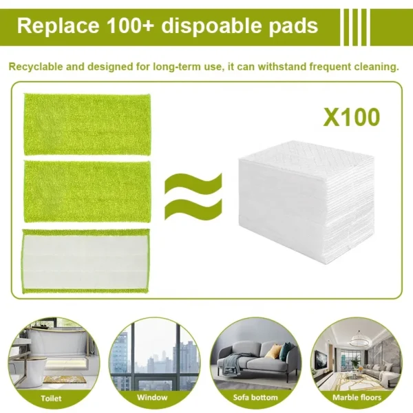 Floor mop pad refills that are machine washable and reusable, compatible with Swigger wet jet microfiber pads - Image 6