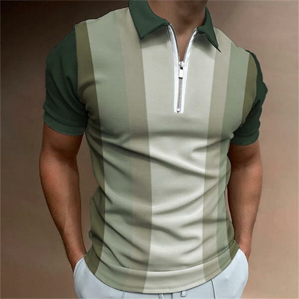 Men's Turn-down Collar Zipper Polo Pour Hommes Shirts for Men in Solid Color Short Sleeves - Image 6