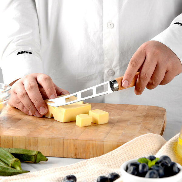 Nine wooden handle baking tools in a set Kitchen tools: pizza cheese cutter, bottle opener, stainless steel whisk, and can opener - Image 4