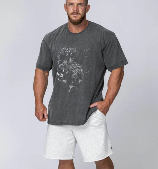 Men's custom-made vintage wash t-shirt with a drop shoulder and an acid wash finish, large and slouchy fit. - Image 6