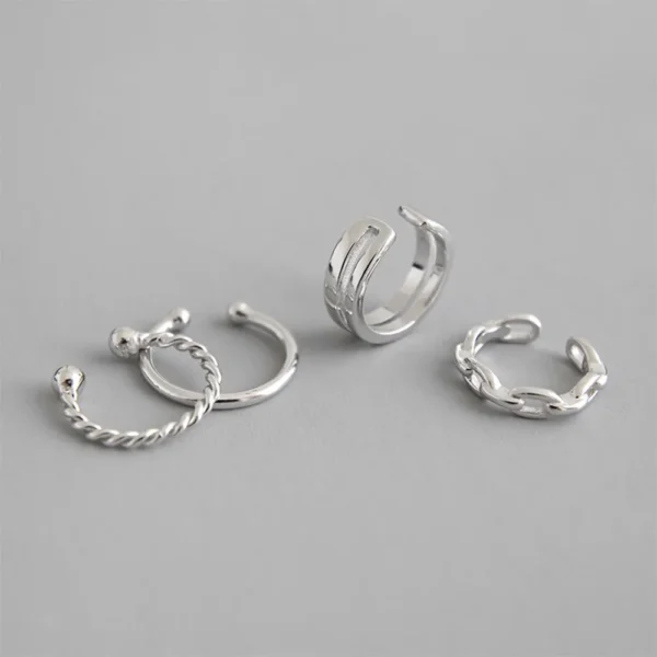 Simple, adjustable ear cuff earring in 925 sterling silver with a gold plating - Image 5