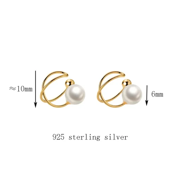 Jewelry minimalist 14k gold-plated pearl ear cuff earrings, non-piercing, made of 925 sterling silver - Image 6