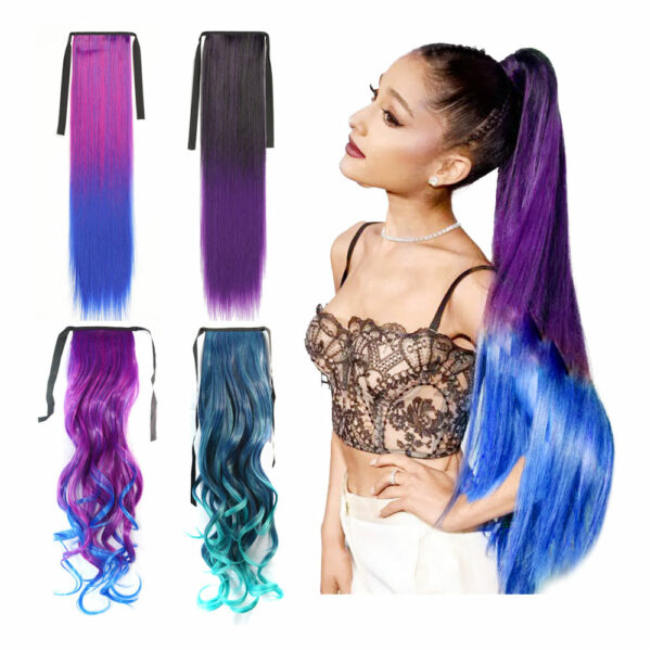 Wholesale 22-inch Synthetic Bun Pony Tails Hairpiece Clip Claw Hair Ponytail Extension for Women with Wavy Curls - Image 2