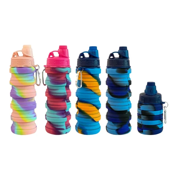 Popular eco-friendly products Sports Water Bottle with Foldable Silicone Cap, Flexible and Free Product Sample with Logo