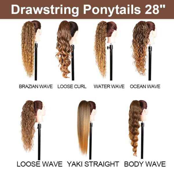 Drawstring Extensions for Brazilian Curly Afro Natural Hairpieces in Bulk, Excellent Quality Synthetic Ponytail Hair Ponytails - Image 3