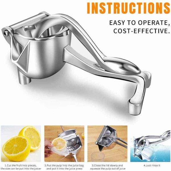 A New Manual for the Kitchen and House Stainless Juicer Made of Steel Lemon and Citrus Squeezer for Fruit and Vegetables - Image 5