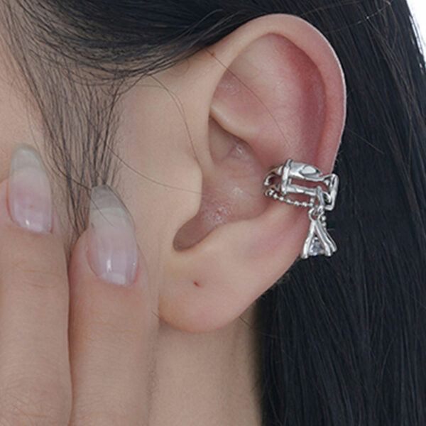 Jewelry 925 Sterling Silver Chain Zirconia Earrings Ear Cuffs Without Piercings - Image 5