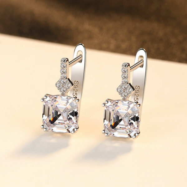 Luxury Real 925 Sterling Silver Smoke Topaz Cuff Earrings - Image 4