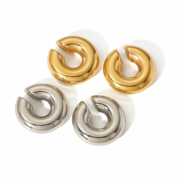 Brand-New 18K Gold-Plated Stainless Steel Waterproof Ear Cuffs with an Exaggerated C Shape Ear Clip for Women - Image 5