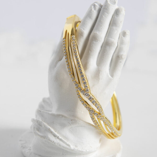 Women's bespoke 18k gold-plated layered hollow zircon gold bracelet made of 925 sterling silver